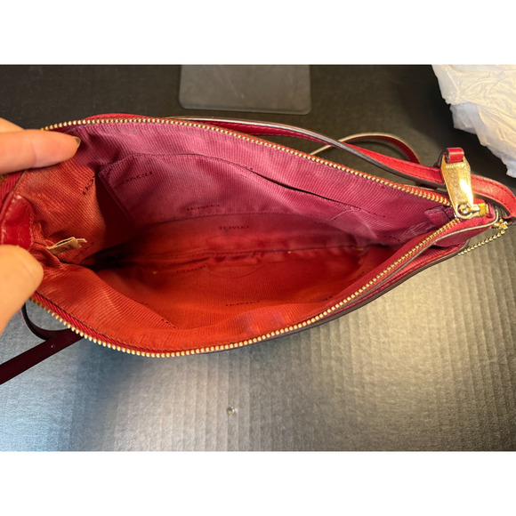 Coach Red Leather East West Crossbody Bag *READ - Picture 9 of 16